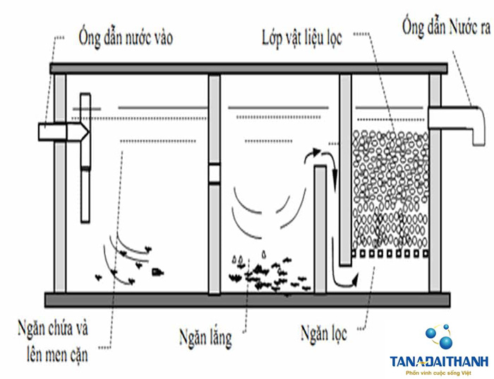 Nguyên lí hoạt động của bể tự hoại