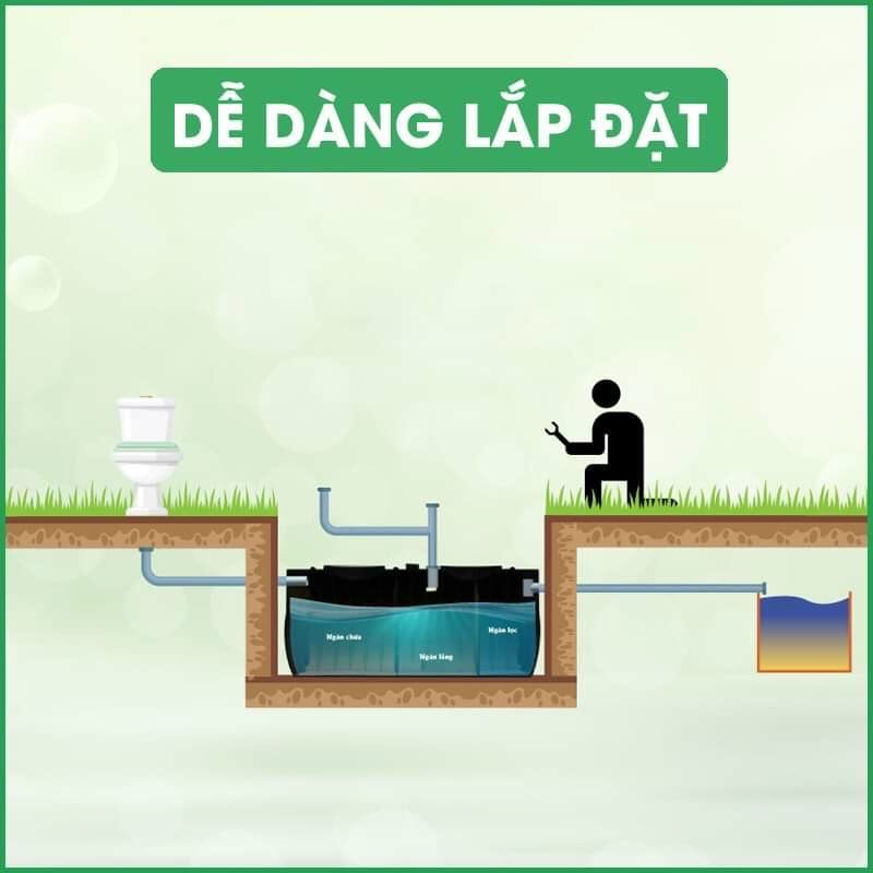 Bồn tự hoại bằng nhựa dễ dàng lắp đặt