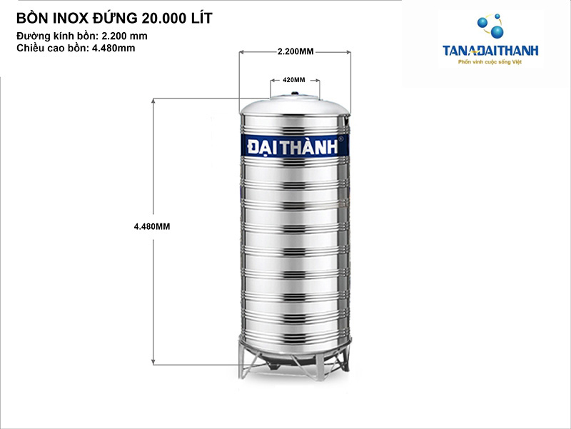 Bồn nước inox công nghiệp Đại Thành 20000L đứng